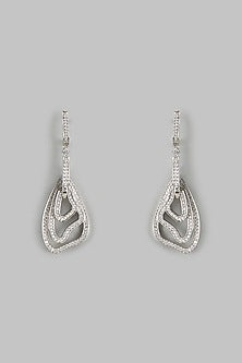 White Finish Zircon Dangler Earrings
