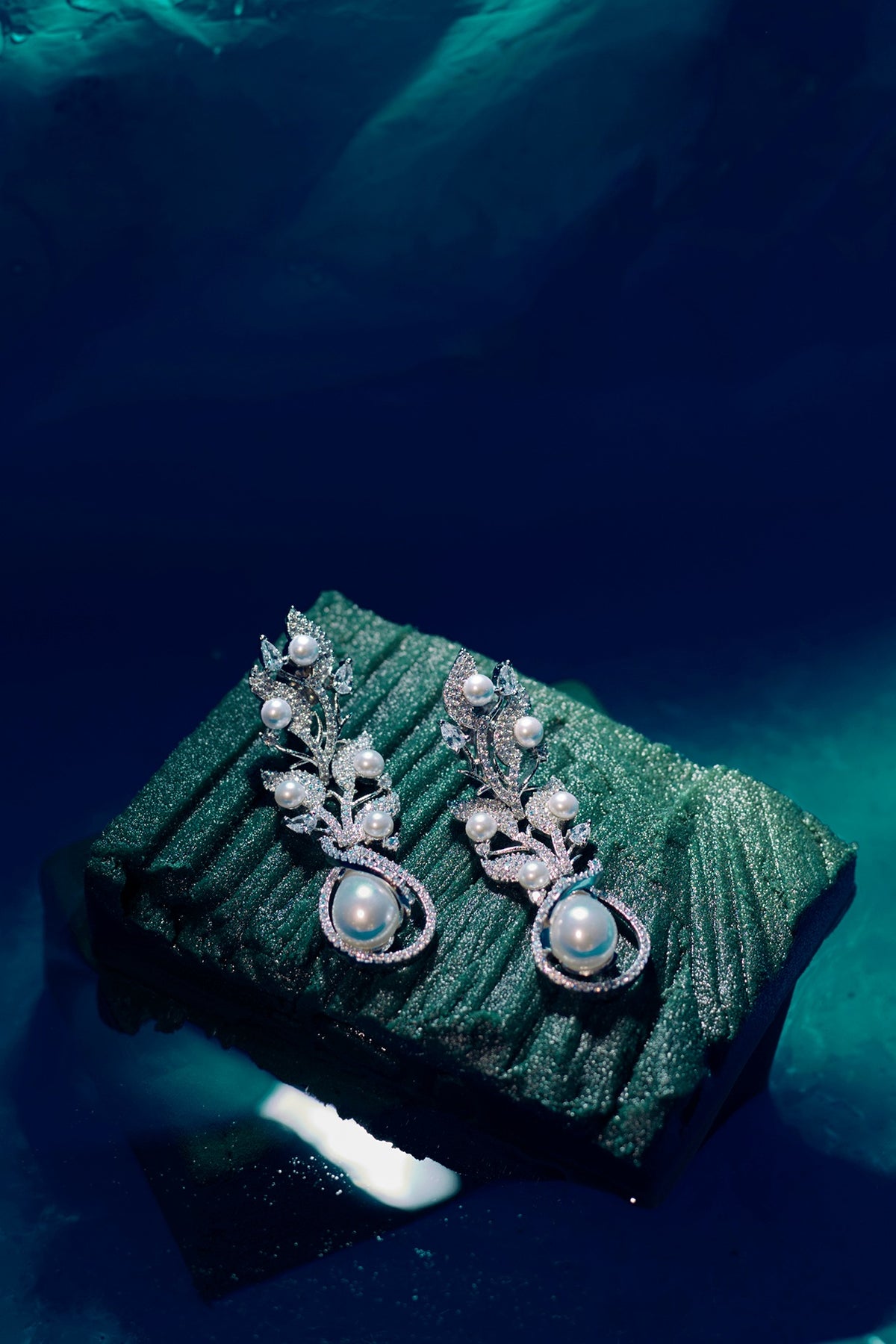 White Finish Zircon Dangler Earrings