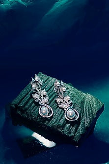 White Finish Zircon Dangler Earrings