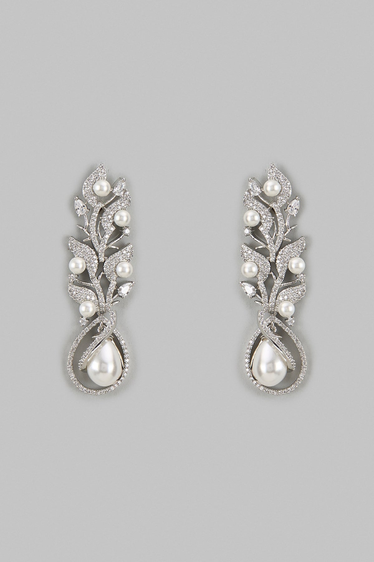 White Finish Zircon Dangler Earrings