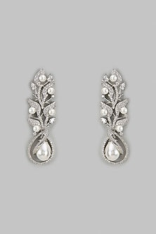 White Finish Zircon Dangler Earrings