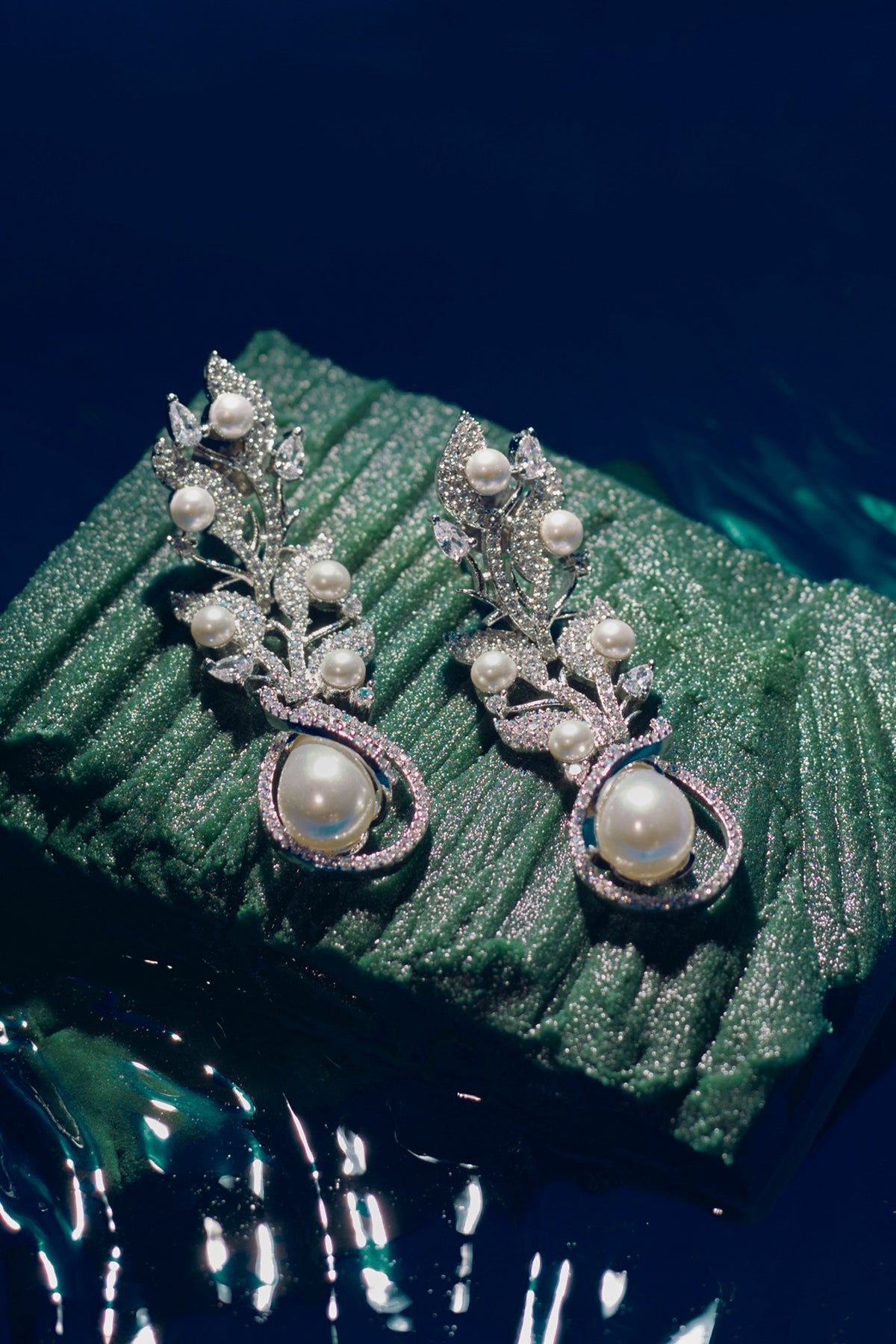 White Finish Zircon Dangler Earrings