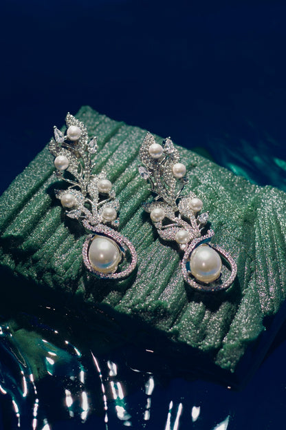 White Finish Zircon Dangler Earrings