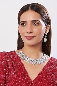 White Finish Zircon Dangler Earrings