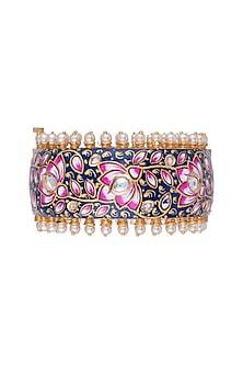 Gold Finish Meenakari Openable Bangle