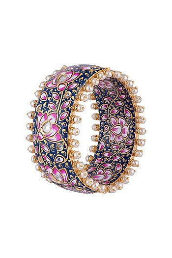 Gold Finish Meenakari Openable Bangle
