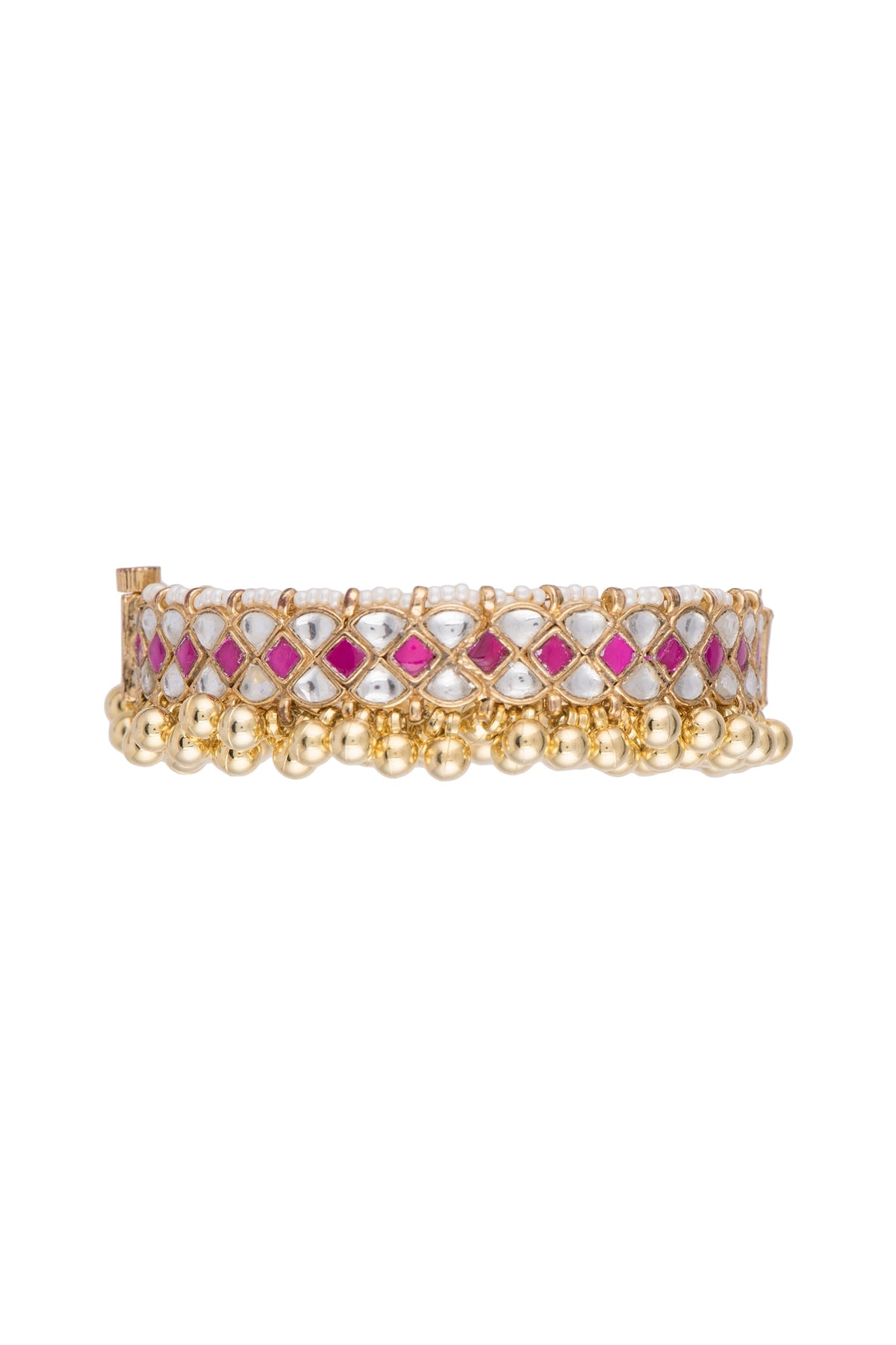 Gold Finish Red Stone & Kundan Bangles
