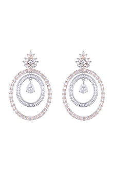 Rose Gold Finish Faux Diamonds Earrings
