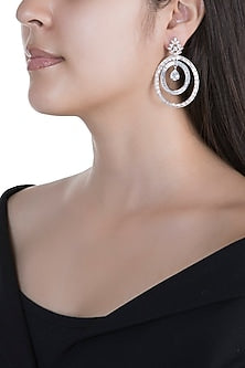 Rose Gold Finish Faux Diamonds Earrings