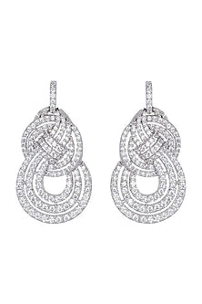 White Finish Faux Diamond Earrings