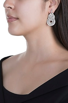 White Finish Faux Diamond Earrings