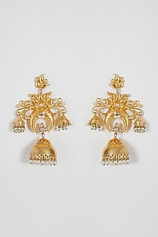 Gold Finish Pearl Dangler Earrings