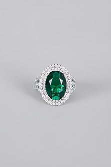 White Finish Emerald Ring