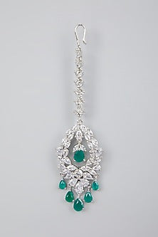 White Finish Emerald & Zircon Maangtikka