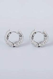 White Finish Zircon Hoop Earrings