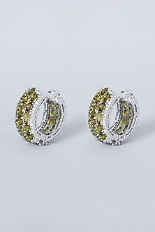 White Finish Diamond Mini Hoop Earrings
