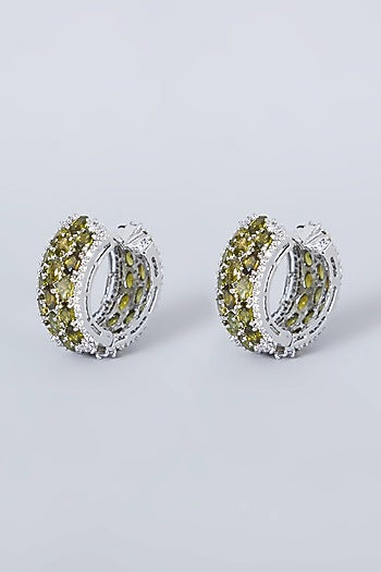 White Finish Diamond Mini Hoop Earrings