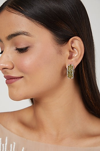 White Finish Diamond Mini Hoop Earrings