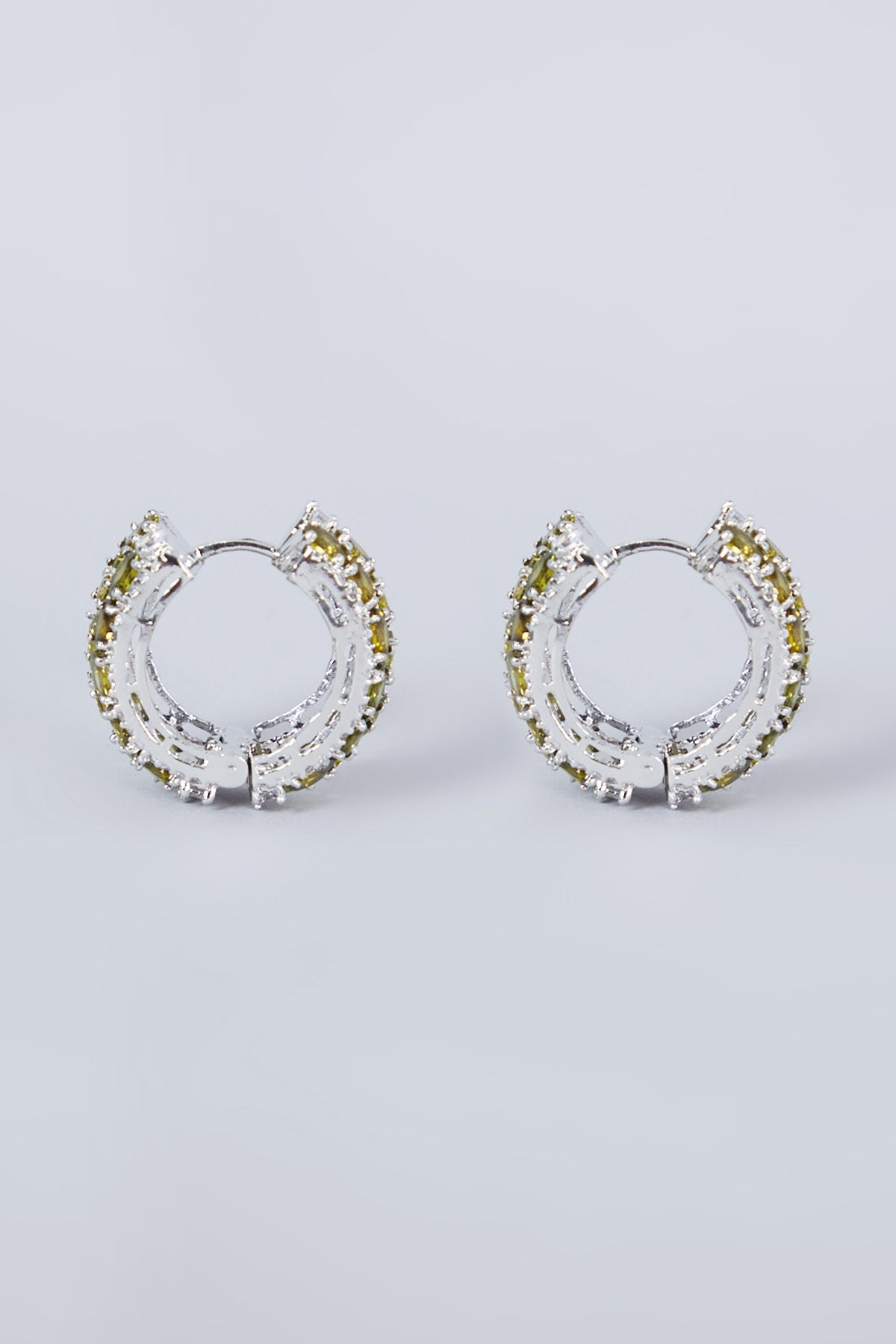 White Finish Diamond Mini Hoop Earrings