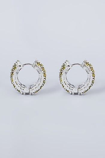 White Finish Diamond Mini Hoop Earrings