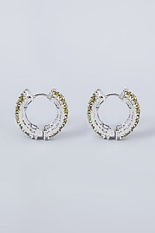 White Finish Diamond Mini Hoop Earrings
