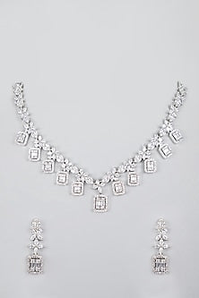 White Finish Zircon Necklace Set