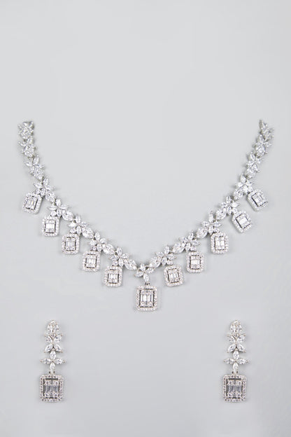 White Finish Zircon Necklace Set