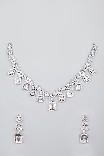 White Finish Zircon Necklace Set
