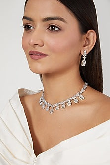 White Finish Zircon Necklace Set
