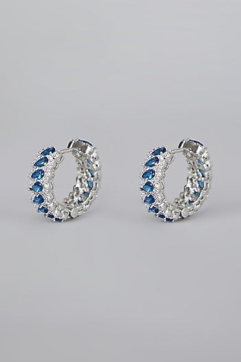 White Finish Sapphire Earrings