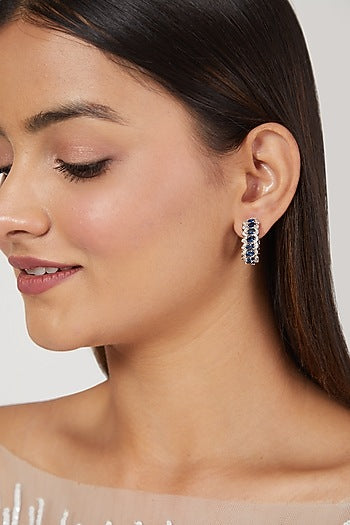White Finish Sapphire Earrings