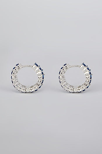 White Finish Sapphire Earrings