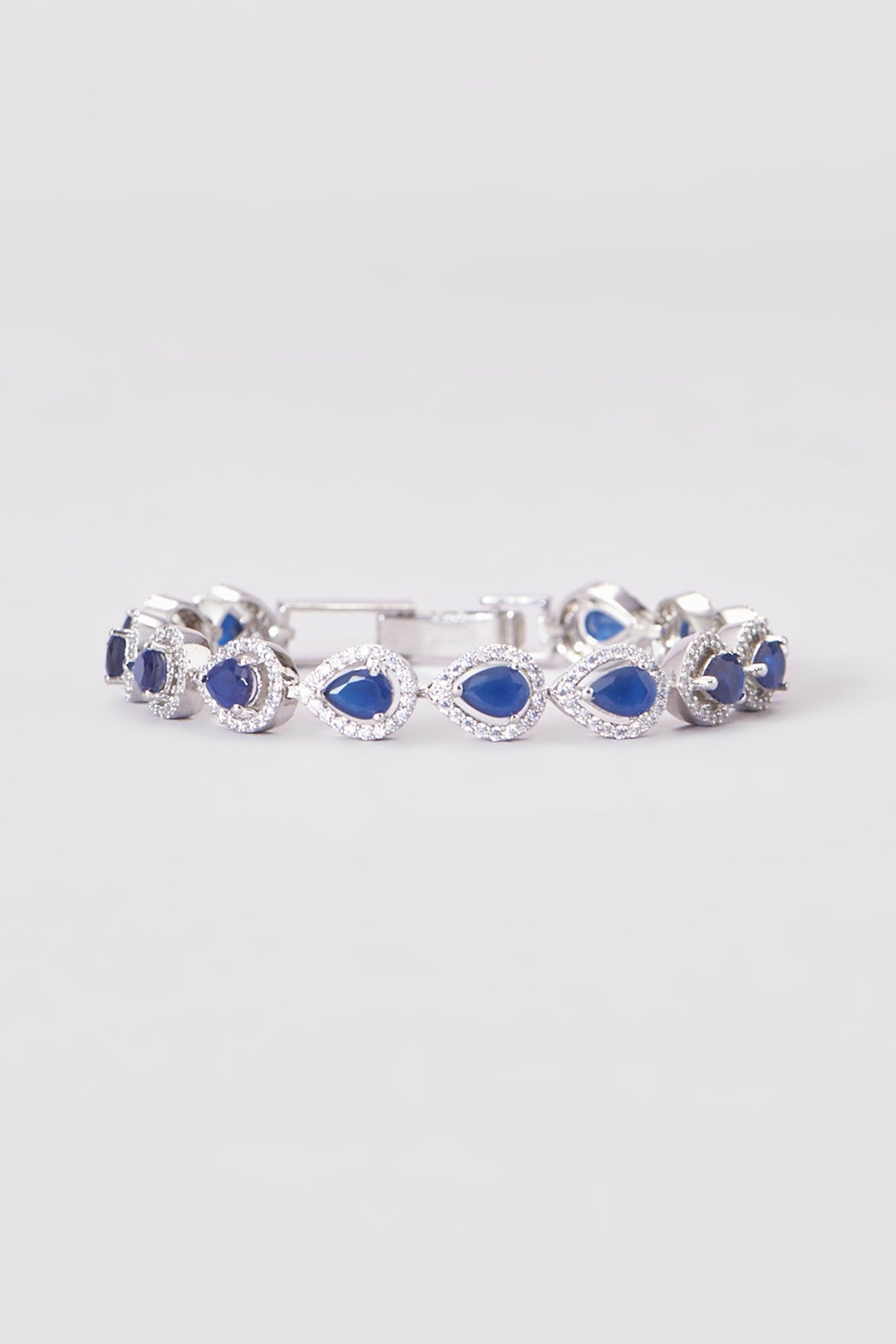 White Finish Zircon & Blue Stone Bracelet