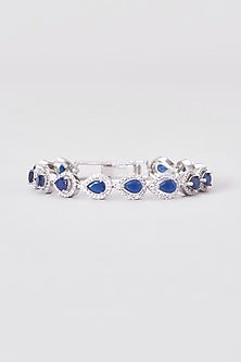 White Finish Zircon & Blue Stone Bracelet