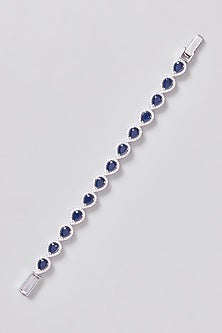 White Finish Zircon & Blue Stone Bracelet