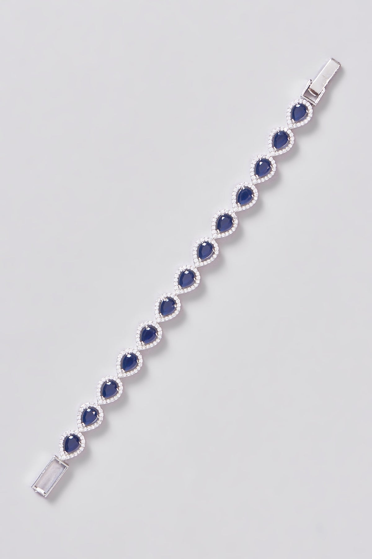 White Finish Zircon & Blue Stone Bracelet