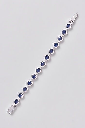White Finish Zircon & Blue Stone Bracelet