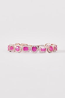 Rose Gold Finish Zircon & Synthetic Ruby Stone Bracelet