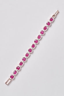 Rose Gold Finish Zircon & Synthetic Ruby Stone Bracelet