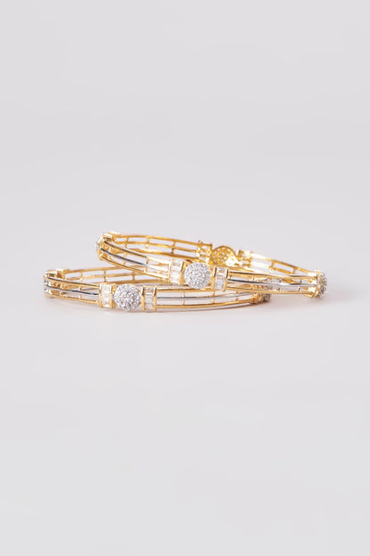 Gold Finish Zircon Bangles (Set of 2)