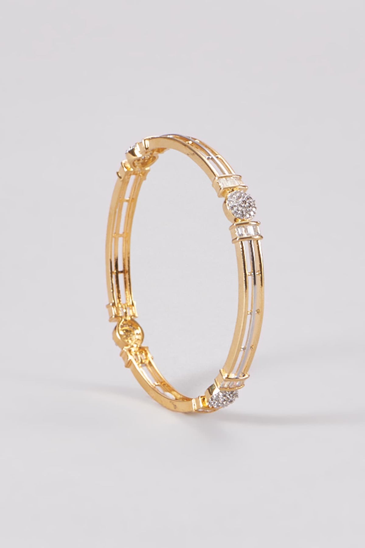 Gold Finish Zircon Bangles (Set of 2)
