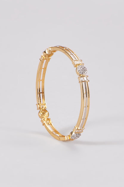 Gold Finish Zircon Bangles (Set of 2)