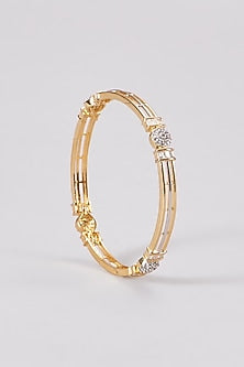 Gold Finish Zircon Bangles (Set of 2)