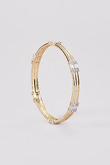 Gold Finish Zircon Bangles (Set of 2)