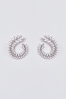White Finish Zircon Stud Earrings