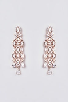 Rose Gold Finish Zircon Dangler Earrings