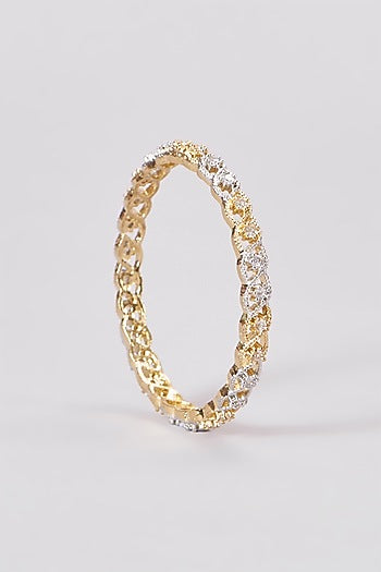 Gold Finish Zircon Bangles (Set of 4)