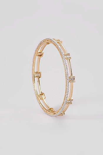 Gold Finish Zircon Bangles (Set of 2)