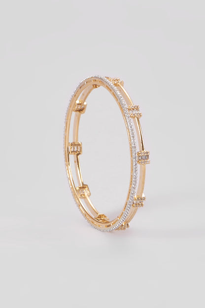 Gold Finish Zircon Bangles (Set of 2)