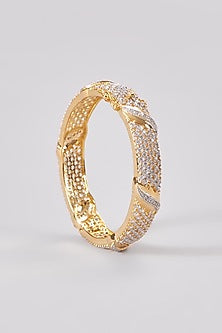 Gold Finish Zircon Bangles (Set of 2)